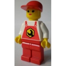 rep006 Repair - Overalls Red with Wrench Pattern, Red Legs, Red Cap